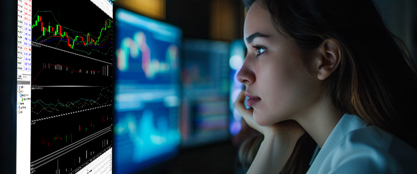 Trader reviewing market profile charts to identify value areas, support and resistance